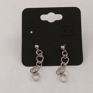 Silver Heart Dangle Earrings
